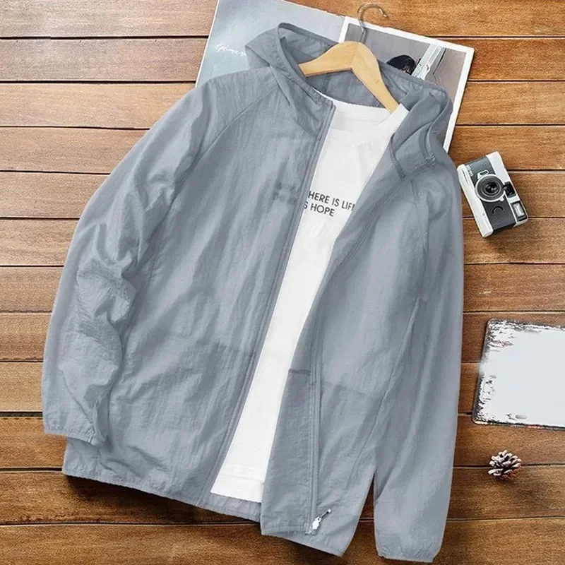 

Men's Thin Section Riding Sunscreen Breathable Jacket Loose Hooded Anti-uv Quick Dry Ice Jacket Casual Outdoor Zipper Hooded