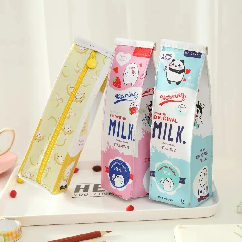 الإبداعية مقلمة من الكرتون كوريا نمط صندوق رصاص المدرسة لطيف الحليب شكل مقلمة غير عادية للفتيات الفتيان اللوازم المدرسية