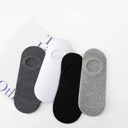 Socks Men Short No Show Low Cut Ankle Cotton Thin Black White Multipack Non-slip Silicone Summer Breathable Invisible 5pair /Lot