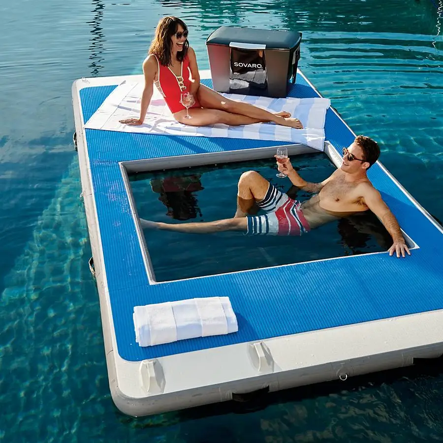 Inflatable Floating Mat, Water Pool Lounger, 6-Person Capacity, Portable Air Mattress for Sea and Lake