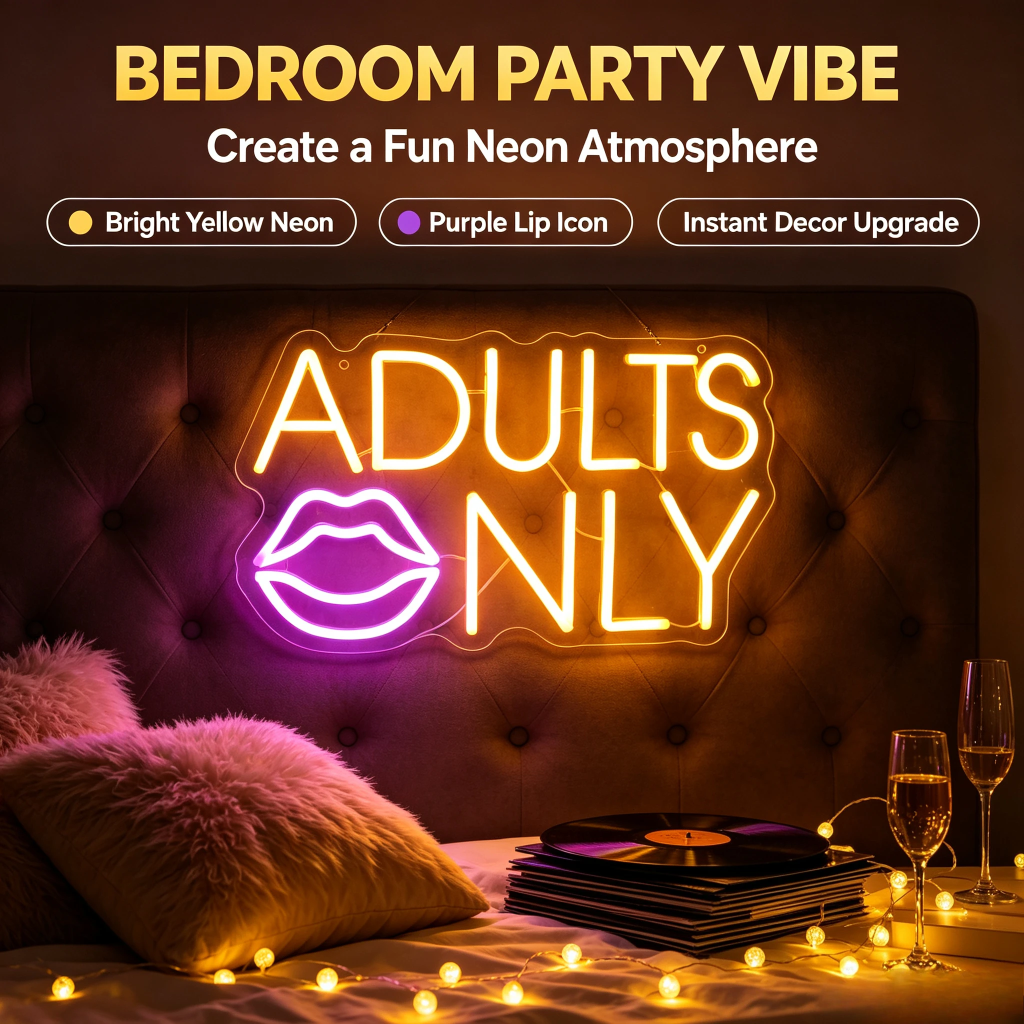 Adults Only Neon Sign USB Dimmable LED Neon Light for Home Bar Pub Man Cave Wall Decor Adult‑Themed Party Decoration Night Light