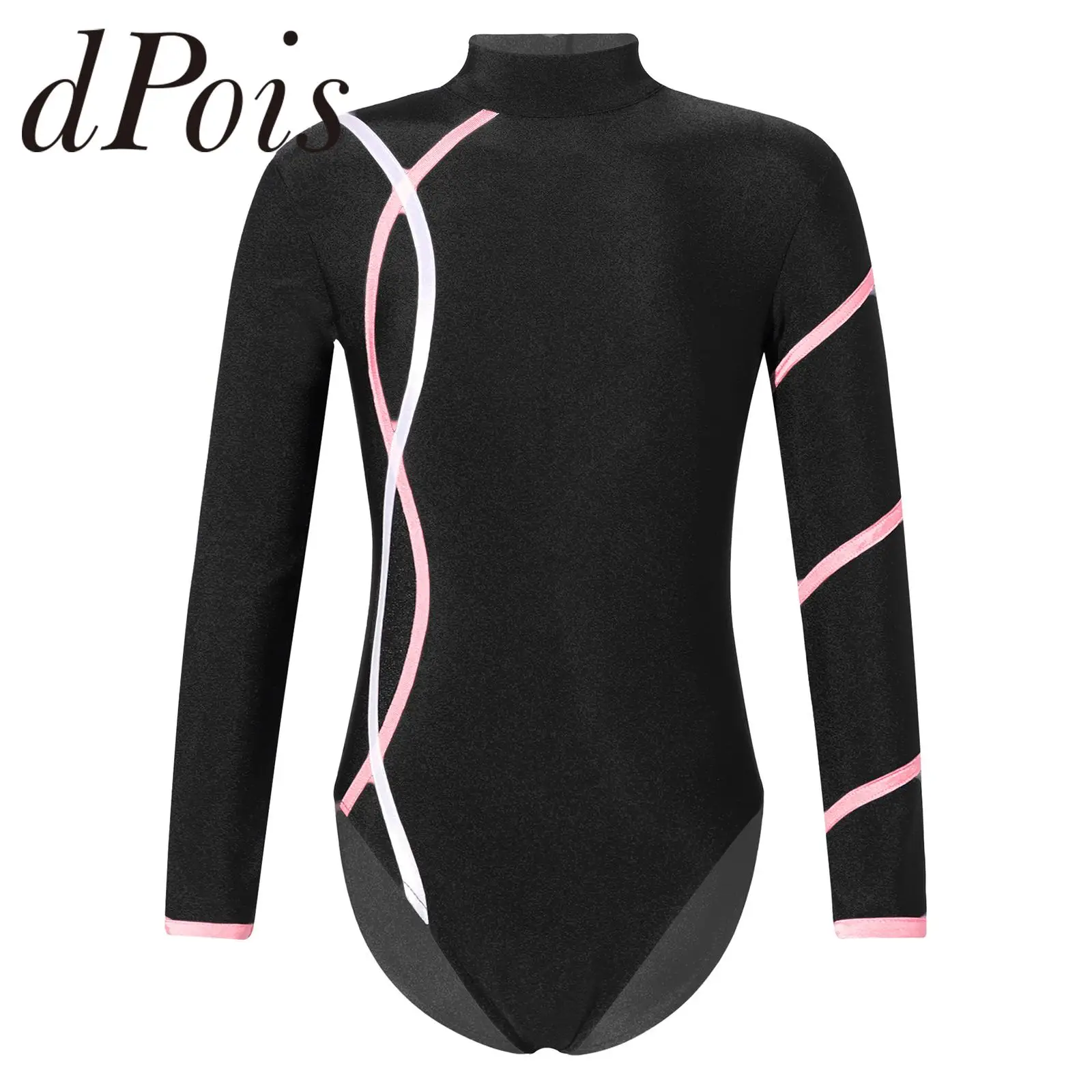 Gymnastics Jumpsuit Kids Girls Long Sleeve Figure Ice Skating Bodysuit Teens Gymnastic Leotards Children Ballet Dance Leotard