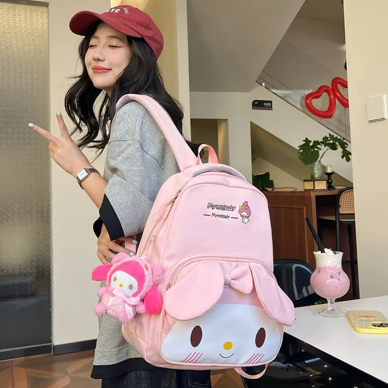 

Sanrio Anime Kuromi Cinnamoroll My Melody Backpack Large Capacity School Bag Burden Reduction Sweet Backpack Girl Gift