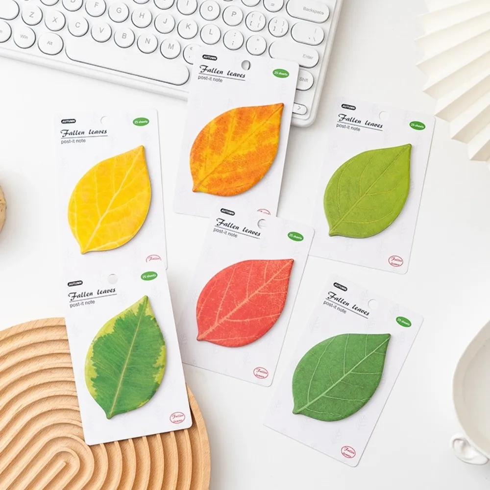25 Sheets/book Leaf Paper Pad Sticky Notes Cute Tree Leaf Sticky Notes Paper Memo Office School Home Self-Adhesive Note Sticker