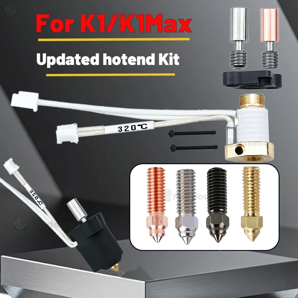 Upgraded Hotend Kit Nozzle Extruder  For Creality K1/ K1 Max 3D Printer Ceramic Heating Block Kit  300°C  High Thermal