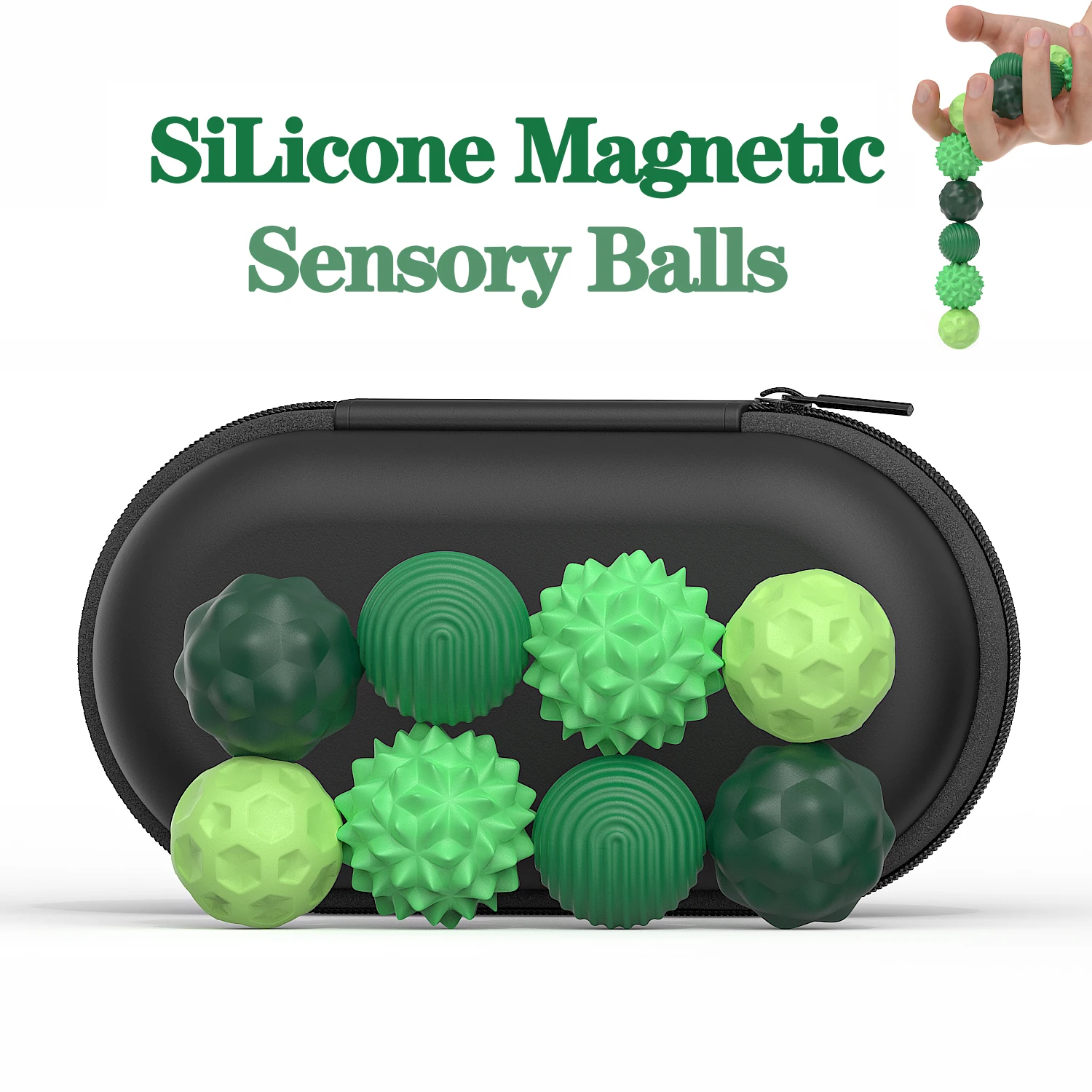 Silicone Magnetic Sensory Balls Fidget Toy Worry Balls Autism Calming Fidgeting Toy Kid Adults Anxiety Relief Stress Sensory Toy