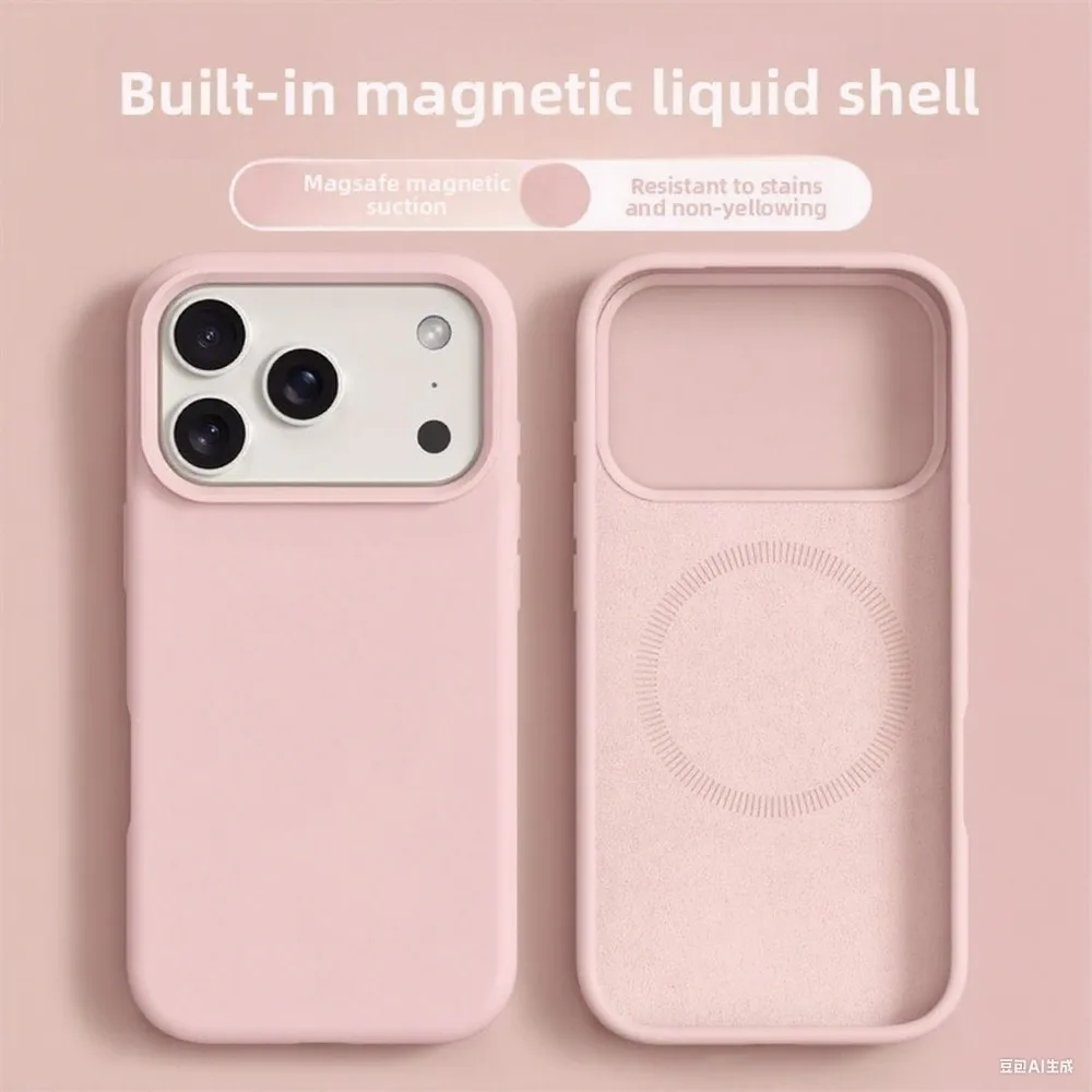 Original Magnetic Phone Case For IPhone 17 16 Pro Max Liquid Silicone Cases For IPhone17 16 Pro Max 17Pro Air Soft Bumper Cover_voghion.com