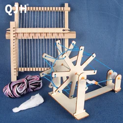 Mini Weaving Loom Frame Kit,  Wooden Spinning Wheel, Tapestry Loom, Travel Small Weaving Loom for Beginner DIY Woven Set