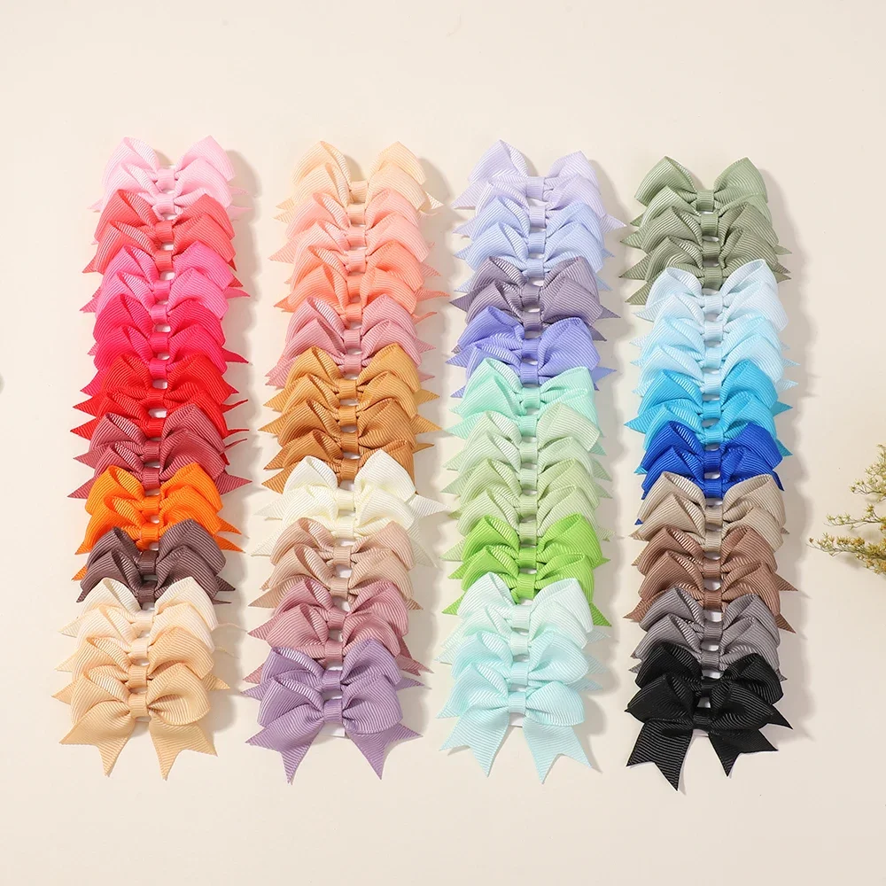 

40/60 шт., лента в рубчик для маленьких девочек, мини-бантики, набор заколок для волос, милые заколки принцессы, заколки, детские аксессуары для волос, 2 дюйма