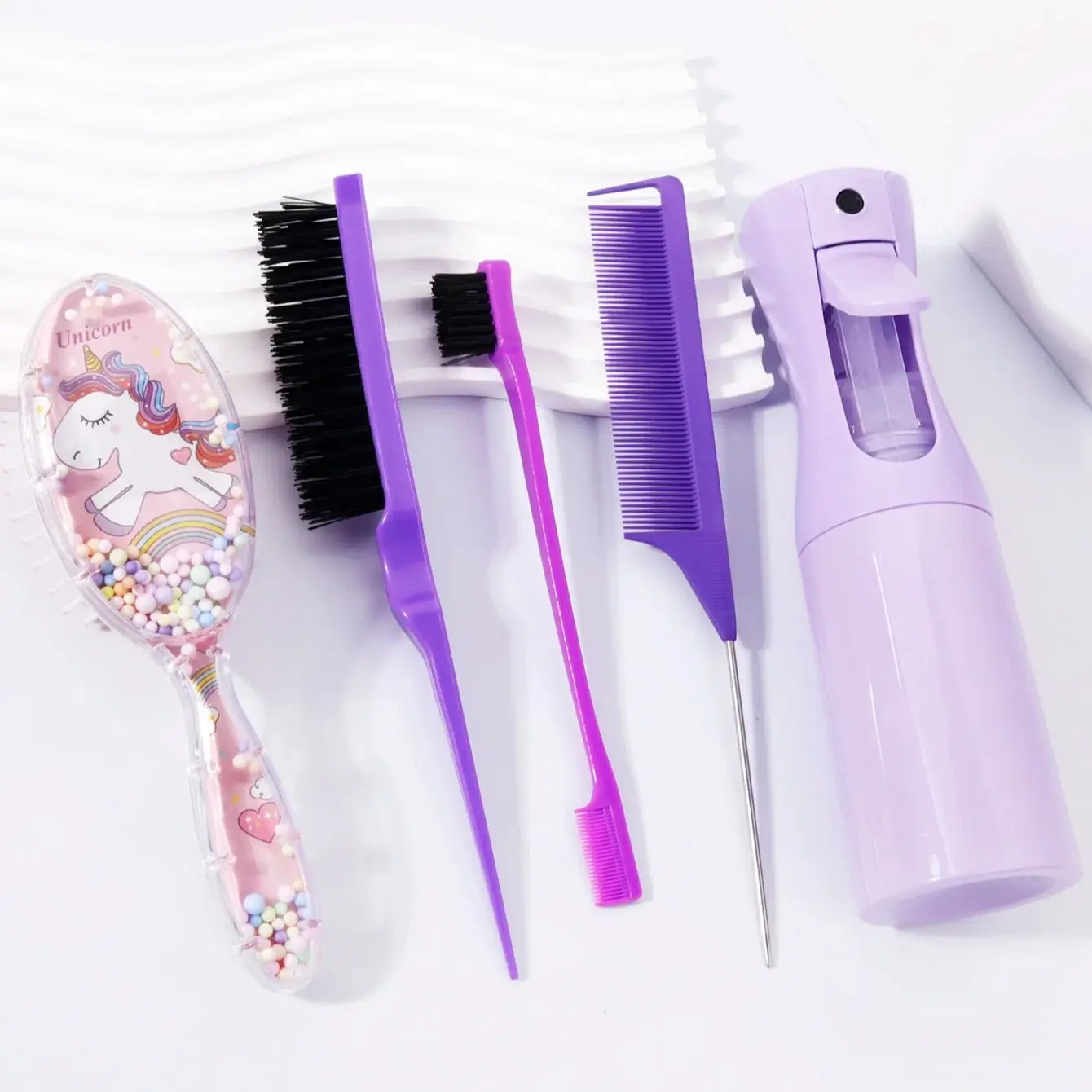 5-قطعة/مجموعة فرشاة مشط الكرتون البيضاوي وسادة هوائية مشط أداة تصفيف الشعر مجموعة مشط، خاصة للشعر المستعار الحقيقي #6