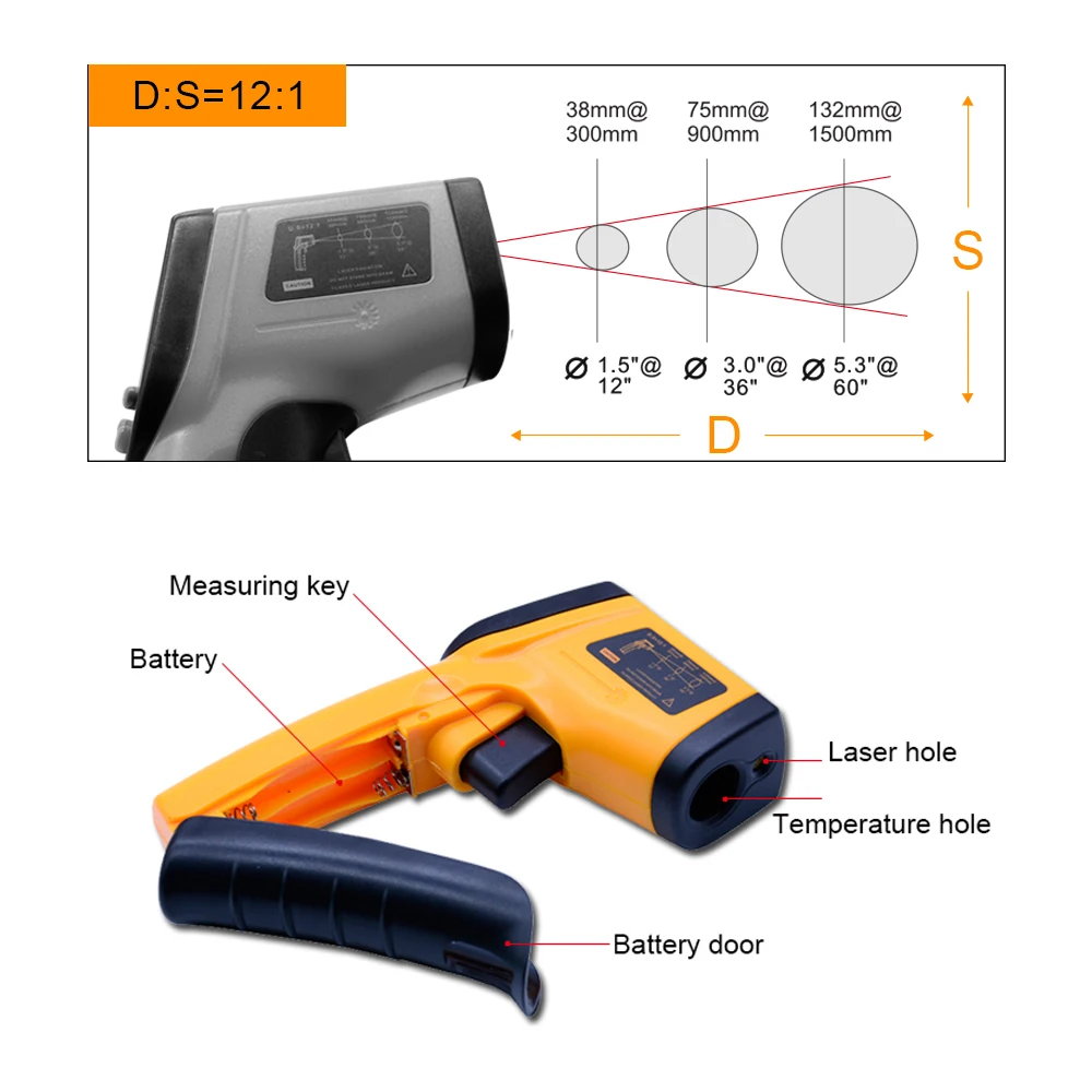 Xin Tester Digitale Infrarood Thermometer GM320 Non Contact Infrarood Temperatuur Pyrometer Ir Laser Point Gun -50 ~ 400 ℃