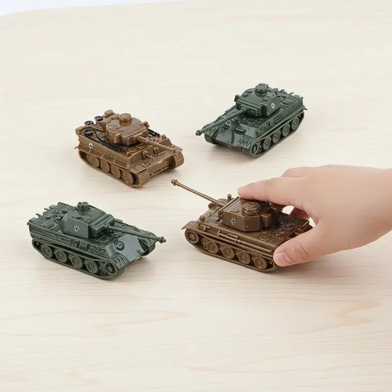 2Pcs 4D Miniature Military Vehicle Model 1/144 Finished Tank Rocket Launcher for Hobby Display Birthday Gift