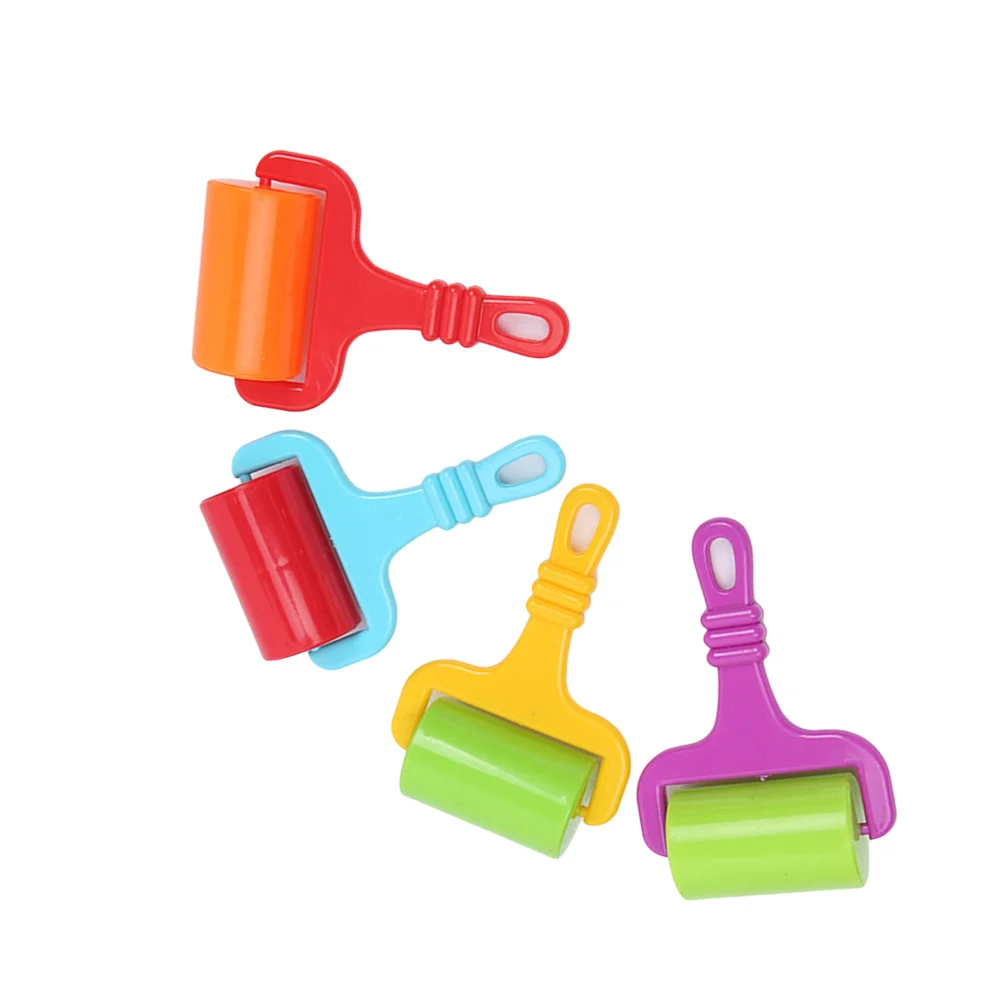 4Pcs Handprint Clay Tool Multifunctional Plastic Roller Colorful Art DIY for Children Improve Creativity and Hands-on Ability