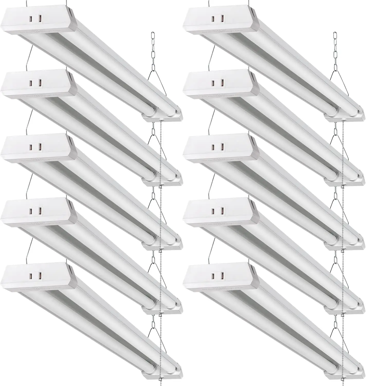 

Комплект из 10 светодиодных светильников для магазинов, 4 фута, 42 Вт, 4800 лм, 5000 К, дневной свет, съемный светодиодный светильник для магазинов, подключаемый в магазине с тяговой цепью (включение/выключение)