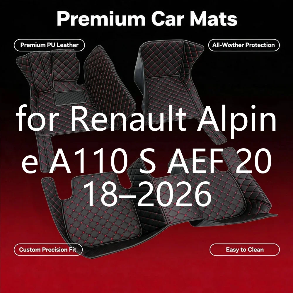 Maßgeschneiderte Autofußmatten für Renault Alpine A110 S AEF 2018–2026 2-Sitzer, wasserdicht, rutschfest, schmutzabweisend, langlebige Lederteppiche, leicht zu reinigen, vollständige Abdeckung,