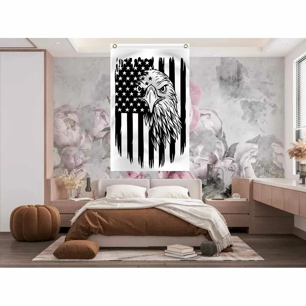 Custom BANNER of Freedom American eagle 90x150cm Signal Flag OF black and white SPORT 2X3FT