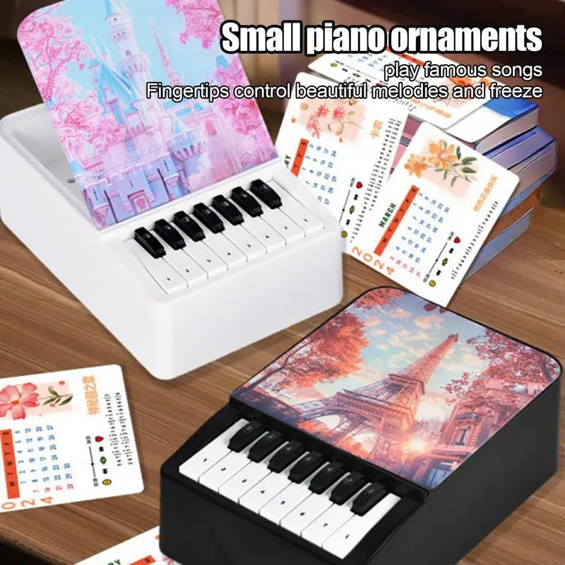 Kalender meja Piano 2025 Piano jari meja Musik Bulanan kalender dapat dimainkan kalender meja kreatif dengan 32 lagu terkenal estetika