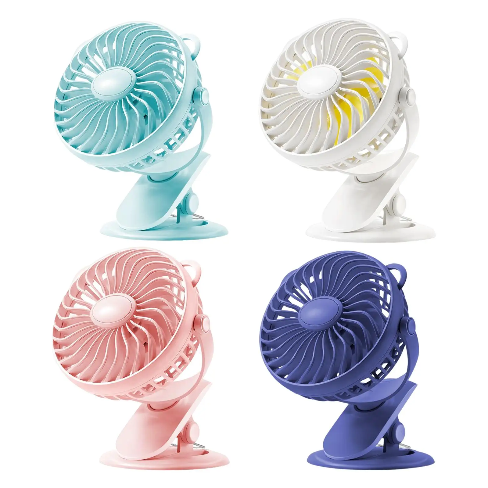 

USB Mini Fan Clip On with 3 Speed 360° Rotate 1200mAh for Home Table Office