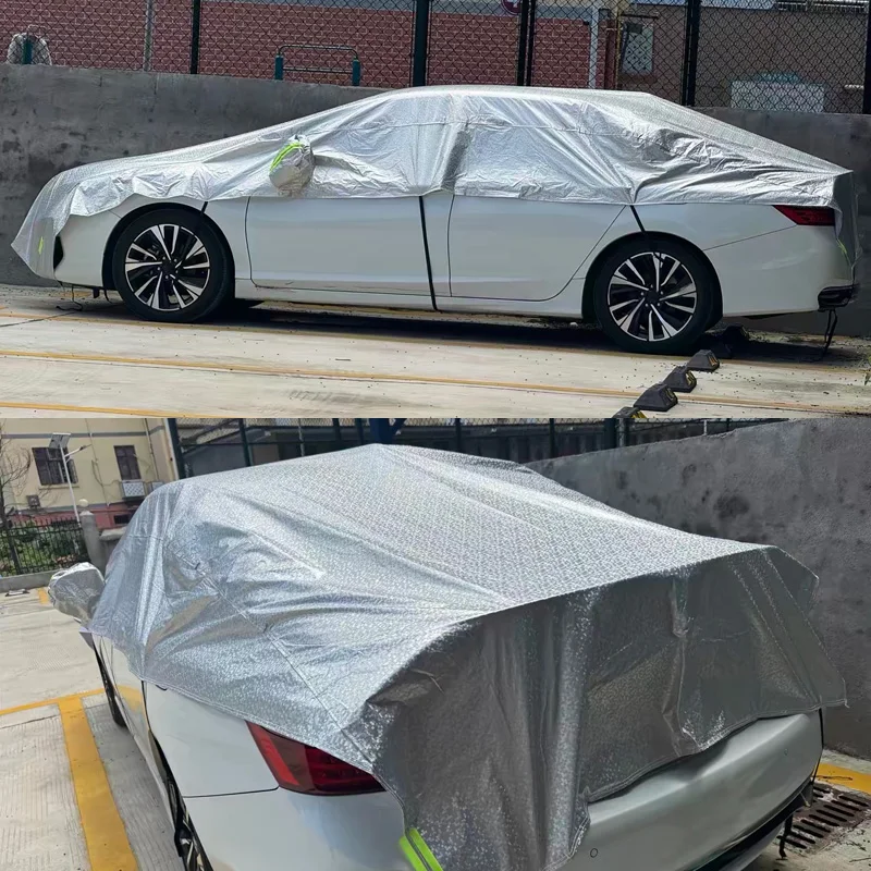 Universeller 2-in-1 Ganzjahres-Auto-Windschutzscheiben-Halbabdeckung Wasserdichter UV-Sonnenschutz Anti-Schnee-Frost-Eis Windschutzscheibenschutz für Limousinen – Detail 6