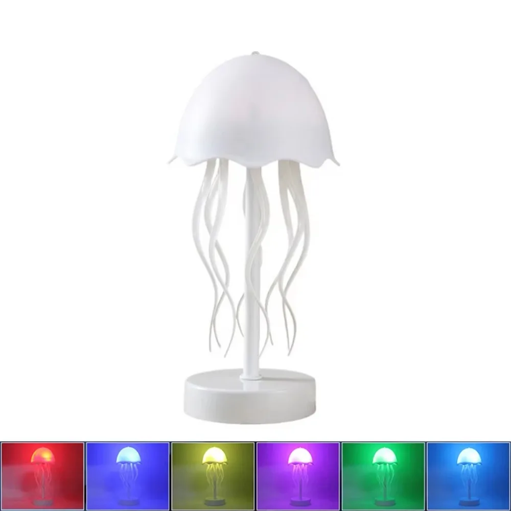 

Теплый/RGB свет 3D плавающая лампа в виде медузы Регулируемая автоматическая вращающаяся щупальца мультяшная медуза настольная лампа декоративная