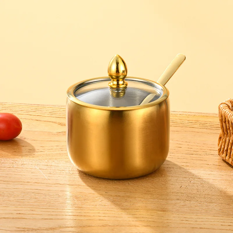 a13 Household 304 stainless steel seasoning tank Buffet Restaurant Hotel Korean gold seasoning salt tank Seasoning storage tank