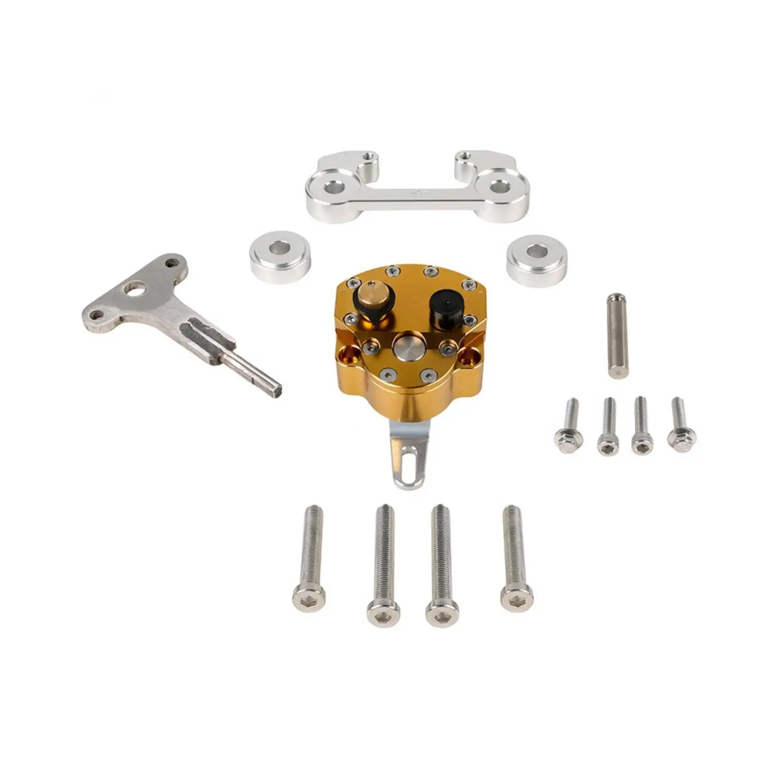 Steering Damper Mounting Kit CNC Damper with Mounting Bracket Motorcycle Steering Stabilizer for Enduro, Rough Roads