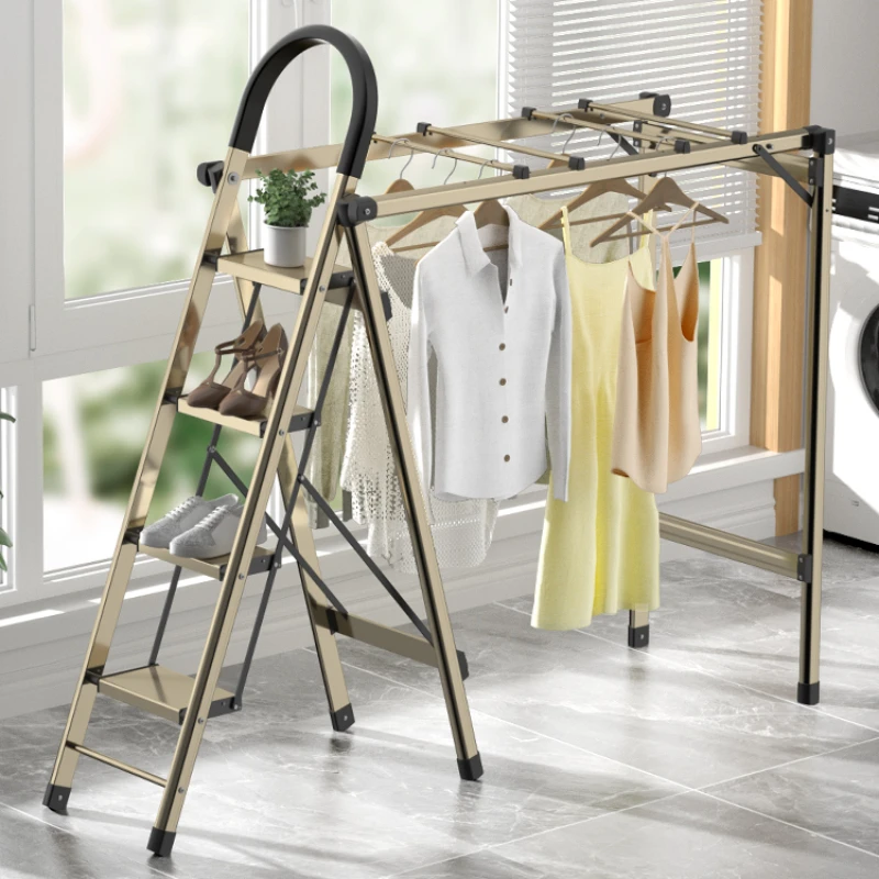 

Multi-functional ladder drying rack folding thickened herringbone ladder telescopic ladder climbing aluminum alloy staircase