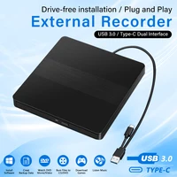 2 en 1 USB3.0 tipo C externo DVD RW CD escritor unidad grabadora lector CD-ROM DVD-ROM unidades ópticas para ordenador portátil PC de escritorio