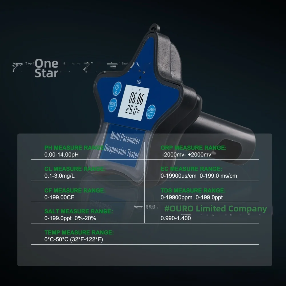 Wireless Water Quality Measurement Water Quality Tester DC5V Multi-parameter Measurement SALT 0-199.0ppt 0 -20