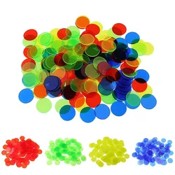 200Pcs Plastic Bingo Chips, 15mm Transparent Colored Round sheets, Bingo Game Accessory