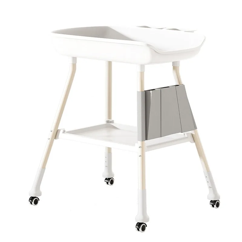 Cambiador para bebé: estación de cambio para guardería de altura ajustable con almohadilla suave, organizador y estantes de almacenamiento grandes, mesa diper