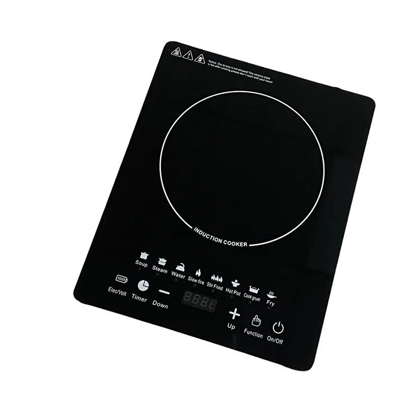 220V Single-Burner Black Induction Cooker for Household Use Easy Operation USB/Electric/Battery Power Multifunction Plastic