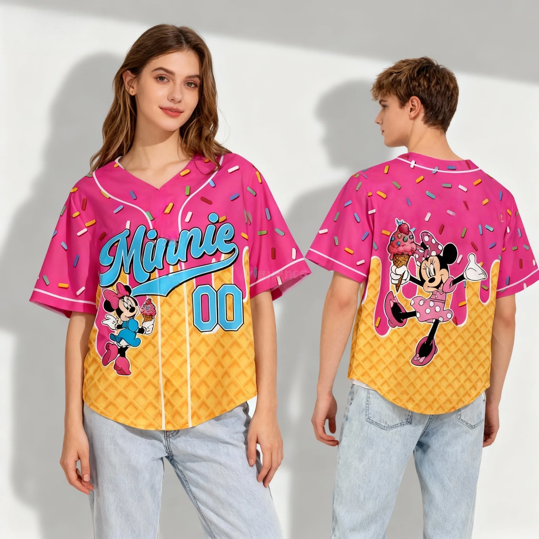 25/26 جديد ديزني ميكي وميني الرسوم المتحركة موضوع قميص الحلو وبارد الشارع تيشيرت صيفي المتضخم المرأة الكبار Hot البيع