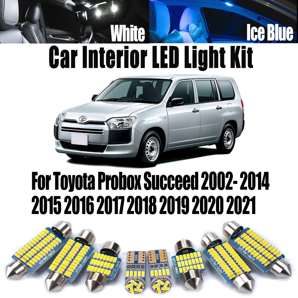 ZUORUI Canbus Car LED Interior Map Dome Light Kit For Toyota Probox Succeed 2002- 2017 2018 2019 2020 2021 License Plate Bulbs