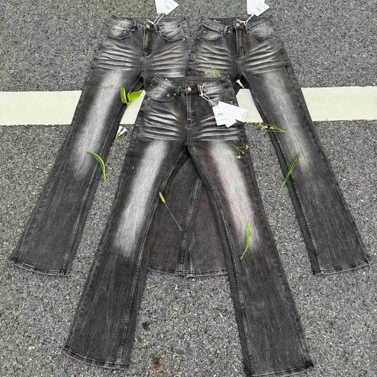 Men's Vintage Street Style Flare Jeans Unisex Spring Y2k Washed Retro Trousers Cool Boy Bottom Male High Waist Denim Pants