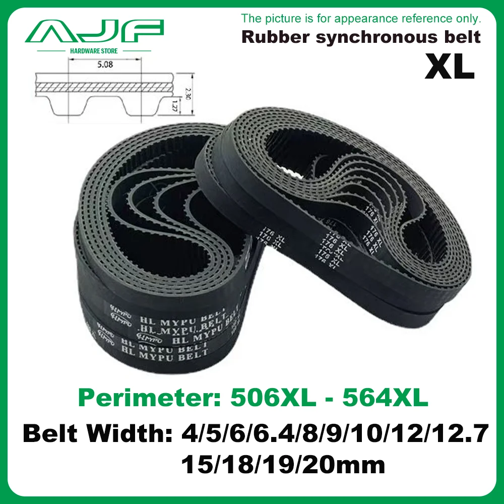 

XL Timing Belt number 506XL~564XL Width 4/5/6/6.4/7/8/9/10/12/12.7/15/18/19/20mm XL Rubber Closed Loop Synchronous Belt