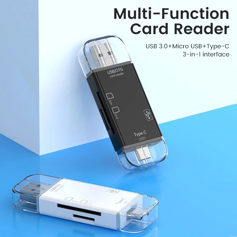 6 in 1 OTG Card Reader USB 3.0 to Type C Micro USB Adapter Flash Drive Smart Memory Card Reader TF Camera Mini SD Cardreader