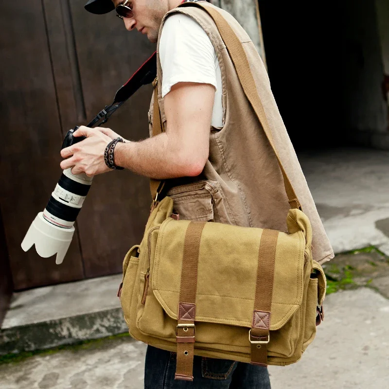 Latest 2024 model DSLR SLR Canvas Shoulder Bag Shockproof Camera Messenger  with Removable  insert Case