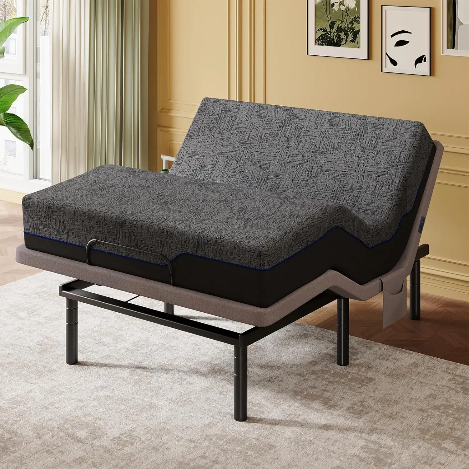 

Регулируемая кровать Queen-size с электроприводом для подъема изголовья и изножья, функцией невесомости, 4 USB-портами и беспроводным пультом ДУ, простая сборка, индивидуальная настройка