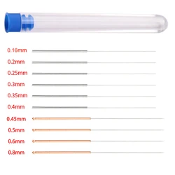 Agulhas de limpeza em aço inoxidável para o bocal da impressora 3d, parte de limpeza quente, 0,16mm ~ 0,8mm, 10 peças