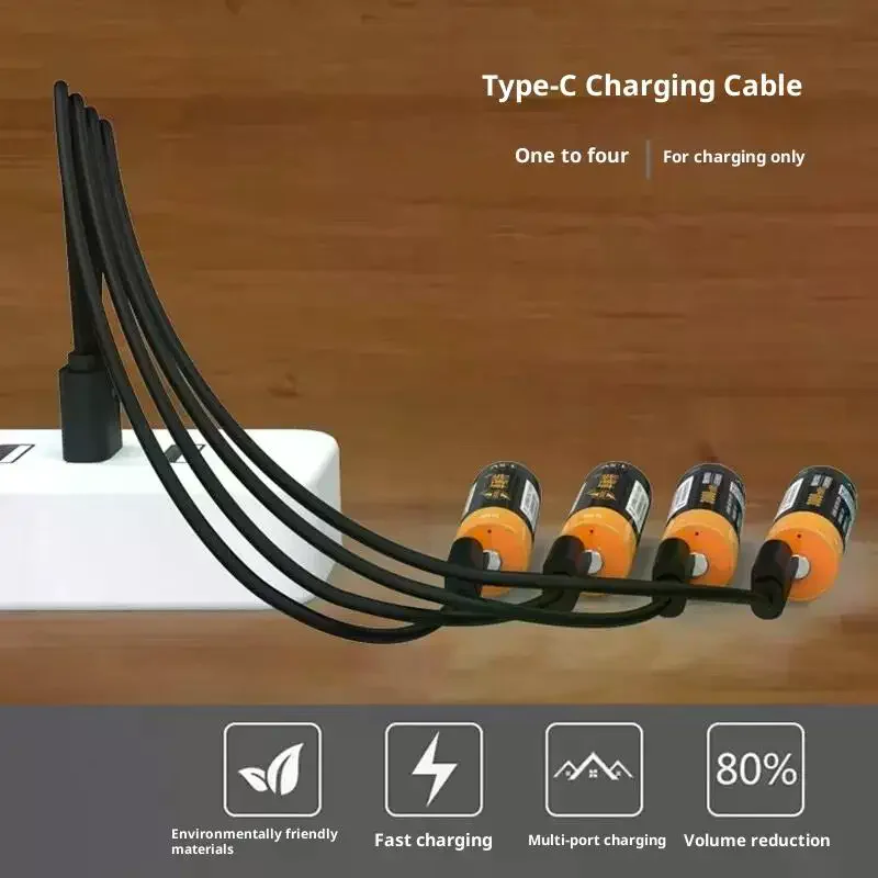 1Pcs 4 In 1 Multi-USB C Splitter Charging Cord For Huawei Tablet Laptop PC USB Type C Fast Charging Data Cables