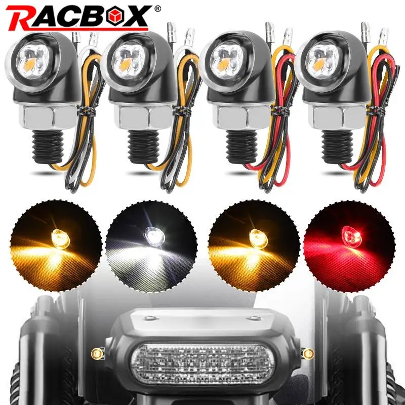 8mm Aluminium Motorcycle Mini LED Turn Signal Lights lamp Flasher Indicator DRL Brake Stop Lights for Cafe Racer Bobber Chopper