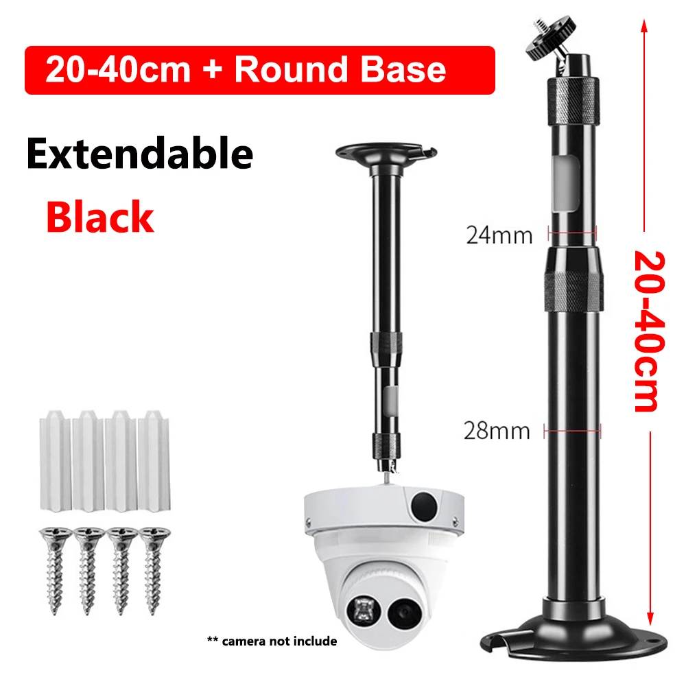 

Aluminum Alloy Telescopic Bracket Wall Ceiling Dome CCTV Camera Mount Bracket Holder with Hidden Line Base Box Adapter Plate