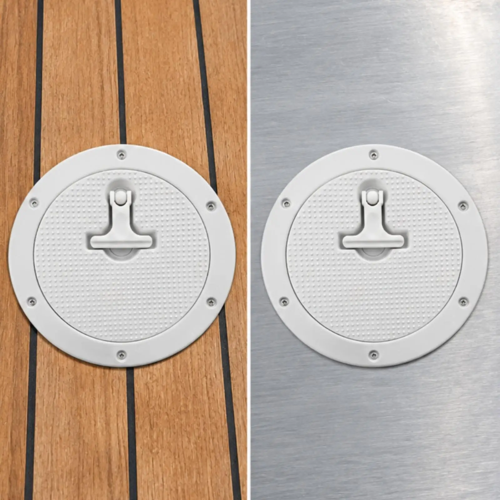 Marine Deck Cover 6 Inch Plastic Round Deck Plate with Pull Handle for Boat Yacht Access Hatch