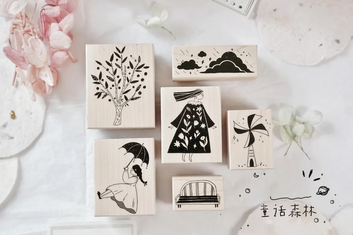 

Сказочный лес, Цветочная девушка, деревянная фотоальбом для скрапбукинга своими руками, изготовление открыток, журнал, материал, деревянные штампы