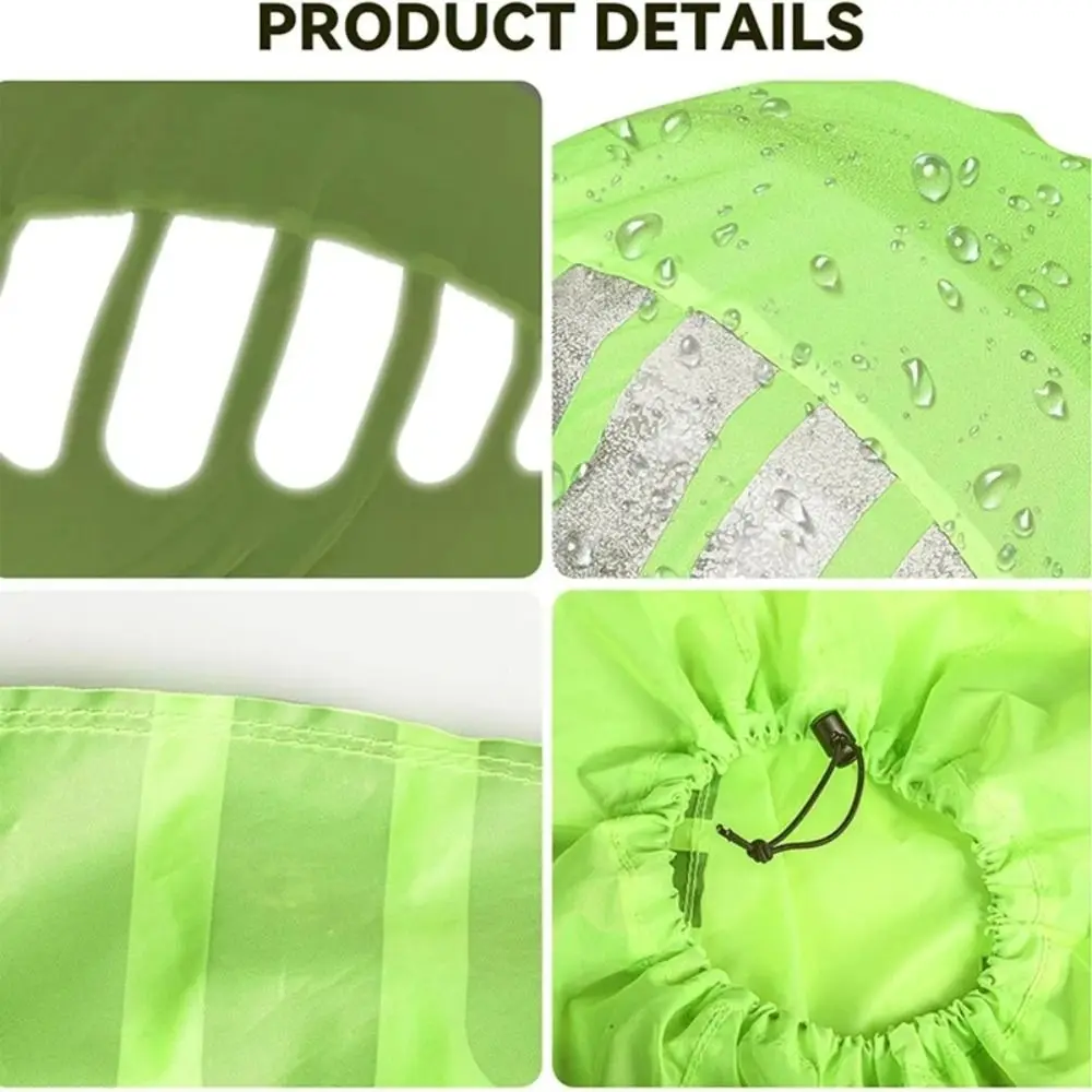 

Reflective Strip Bike Helmet Rain Cover Waterproof Windproof Bicycle Helmet Cover High Visibility Drawstring