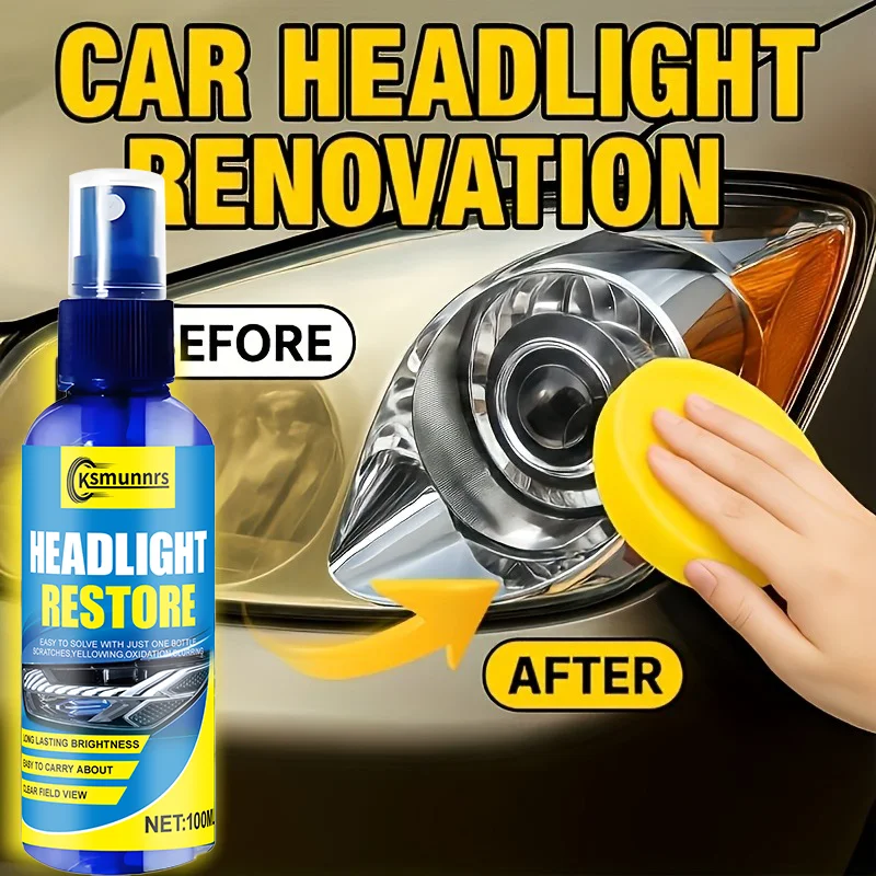 Agente de reparación de faros de coche profesional de 100 ml - Elimina el amarilleamiento, la oxidación y la niebla - Material para pulir y rectificar lentes