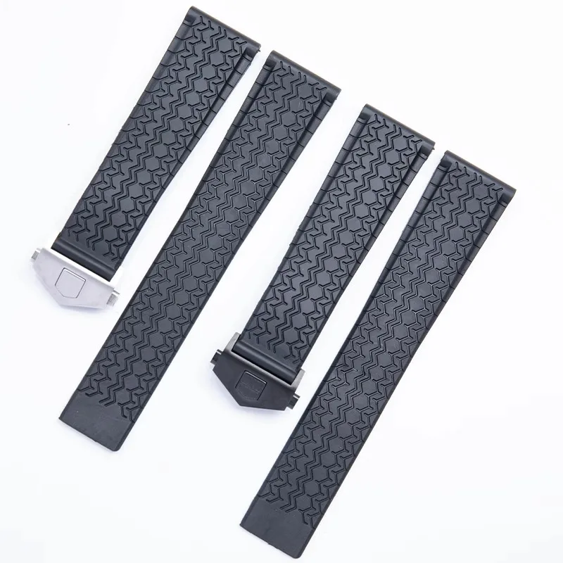 22mm Black Silicone rubber Black Watchband  For TAG strap CARRER F1 Heuer band butterfly buckle DRIVE TIMER Soft Bracelet