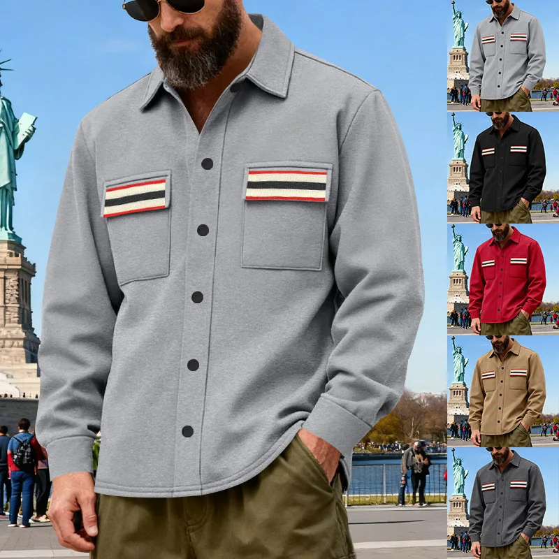 

Cross-border autumn and winter new products heavy loose velvet men's outdoor tooling thermal jacket shirt