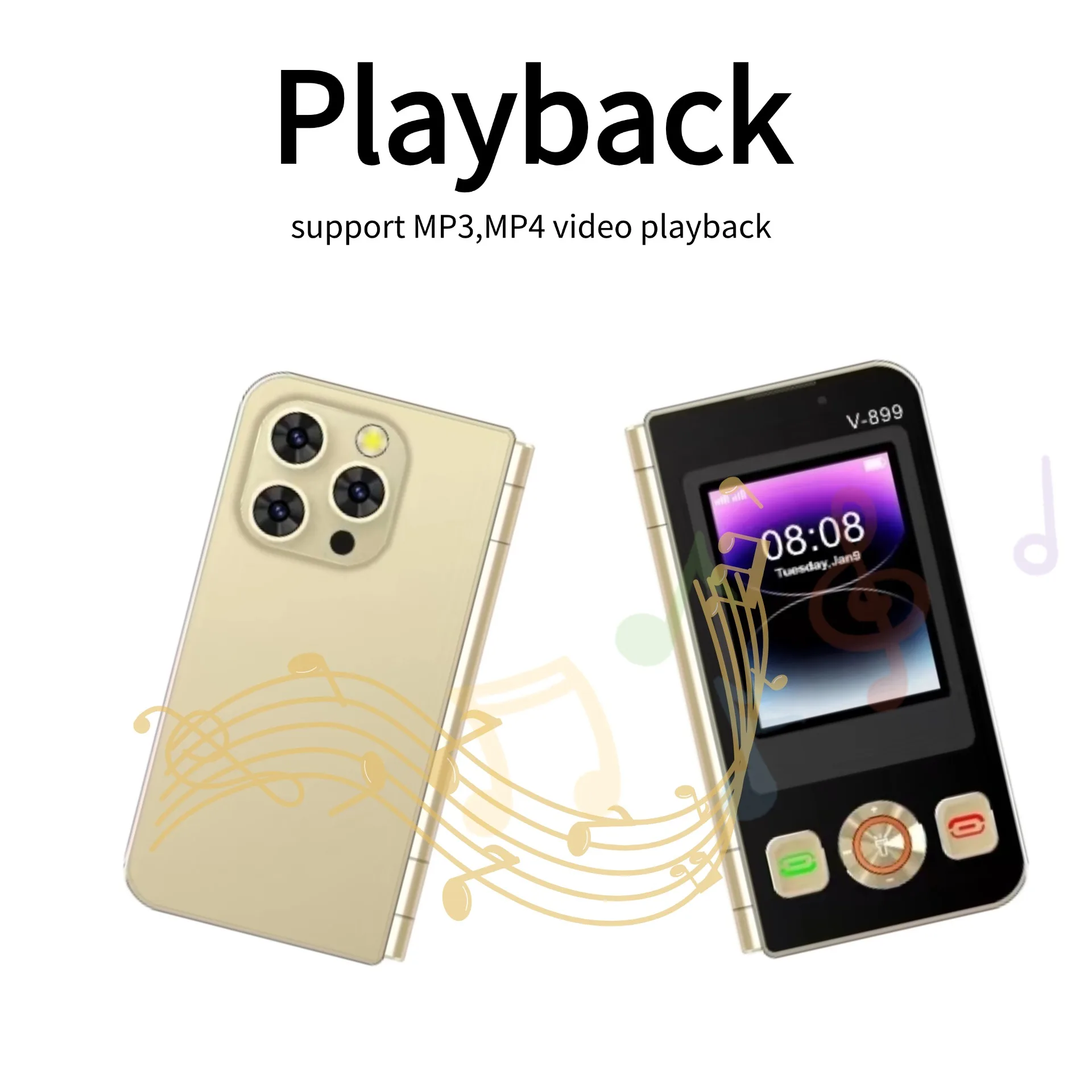 Mafam V899 Classic Folded Push Button Phone Clamshell Two Screens Torch Small Size Dual Sim Cards Pocket Senior Phone Unlocked